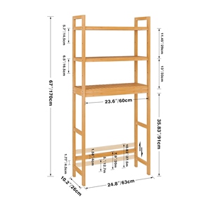 Estante ajustable de bambú natural de 3 niveles, organizador sobre el inodoro, estante de almacenamiento <span class=keywords><strong>para</strong></span> baño, ahorro de espacio <span class=keywords><strong>para</strong></span> cocina, sala de estar, hogar - Product Image 6