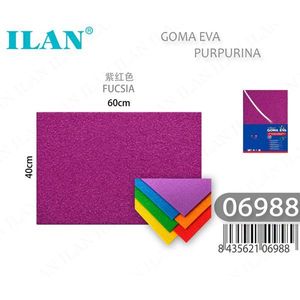 Foglio di Schiuma EVA Ilan 60x40cm Fucsia Glitterato, Materiale per Artigianato - Product Image 1