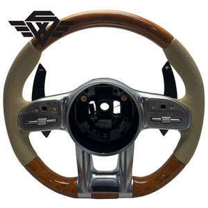 Volante Superior e Inferior de Madera de Durazno de Alta Calidad para Mercedes Benz W205 W213 W222 223Y Clase E G 809 AMG, Material de Cuero - Product Image 1