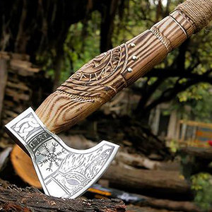 Wholesale Customized <b>Viking</b> <b>Axe</b> Pizza Cutter with Stainless Steel Blade and Leather Sheath OEM/ODM Available <b>Viking</b> <b>Axe</b> Custom - Product Image 5