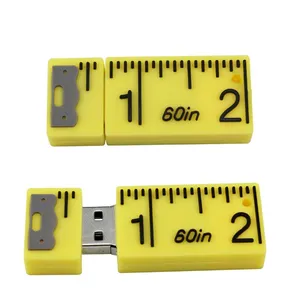 Gerçek kapasite karikatür cetvel USB flash sürücü USB 2.0 4GB 8GB hafıza kartı 16GB 32GB 64GB Pendrive