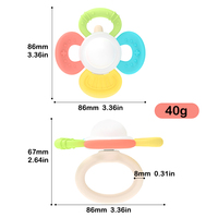 Hot Selling Mehrere Farben Safe Chew BPA Free Lebensmittel qualität Silikon Rotierende Rassel Beißring Spielzeug für Baby Zahnen Linderung