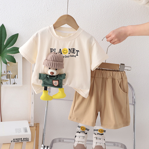 Bộ quần áo hè bé trai bán chạy, thiết kế hoạt hình, áo ngắn tay, quần short, thời trang trẻ em - Product Image 3