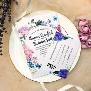 Invitaciones de Boda de Papel Vitela Morado Baratas y Tarjetas de Invitación de Cumpleaños con Bolsillo de Papel Vitela Personalizadas - Product Image 3