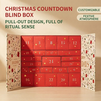 Boîte cadeau calendrier de l'avent personnalisée rouge 24 jours, boîte d'emballage surprise de Noël en feuille d'or rouge pour cadeau de fêtes