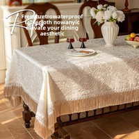 Nappe de table rectangulaire de style français vintage, imperméable, à motif géométrique, luxe léger, haut de gamme, résistante à l'huile pour la maison