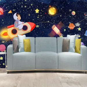 Kertas dinding dinding kartun hewan mural 3d galaxy anak-anak kertas dinding dekorasi ruang tamu rumah