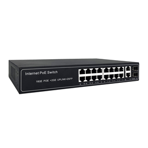 Poe Switch <strong>16</strong> <strong>Port</strong> Full Gigabit <strong>Network</strong> Poe Switch <strong>16</strong> <strong>Ports</strong> 1000m Ethernet Switch With 2 Fiber Optic SFP Uplink <strong>Ports</strong> - Product Image 1