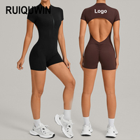 Combinaison de yoga dos nu pour femme RUIQUWIN avec logo personnalisé, taille haute, effet push-up, combinaison de sport anti-transpiration, vêtements de fitness