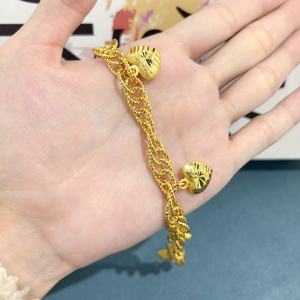 สร้อยข้อมือรูปหัวใจสีพีชชุบทอง 24K จาก Jxx Fashion ดีไซน์เก๋ไก๋ทันสมัย แบบโซ่และข้อต่อ ผลิตจากทองเหลือง ขายส่ง เหมาะสำหรับเป็นเครื่องประดับสำหรับผู้หญิง - Product Image 6