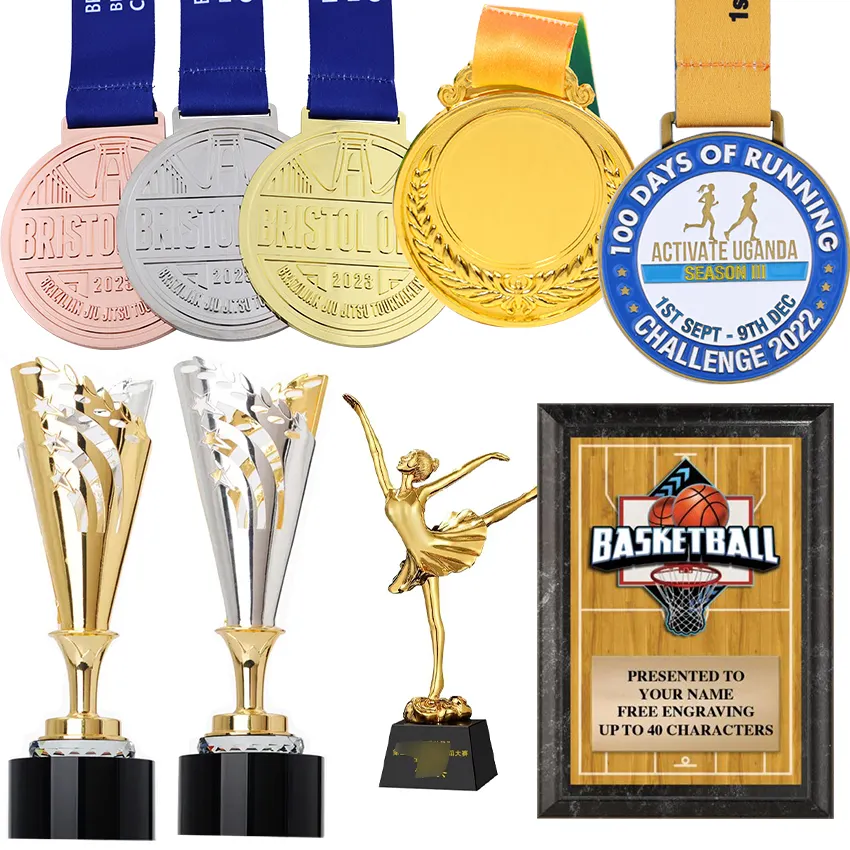 Fabrika özel tasarım Logo Metal spor hatıra ödülü madalya kupa ve plaklar
