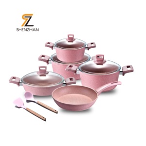 Nuevo juego de utensilios de cocina actualizado, <span class=keywords><strong>ollas</strong></span> de aluminio forjado antiadherentes de alcaravea, sartenes ecológicas, baquelita, inducción de Gas - Product Image 2