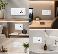 Interrupteur tactile à 3 boutons UBARO avec panneau en verre trempé et prise universelle à 3 broches, interrupteurs et prises électriques murales pour la maison