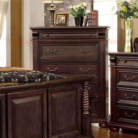 Ensemble de Meubles de Chambre de Ferme Luxe Ancien Lit Queen/King en Bois avec Revêtement en Cuir Véritable