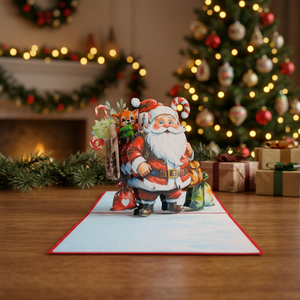Custom 3D <b>Paper</b> Santa Pop up Greeting Card <b>Handmade</b> Offset Printed Holiday Card 15 cm X 15 cm for Christmas Viet-craft Vietnam - Product Image 5