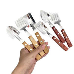 Creative Engineer Shovel-style Spoon <strong>Fork</strong> Metal Wooden Handle Light Luxury Retro Japanese-style Square-head <strong>Spade</strong> for Vintage - Product Image 5