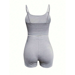F240084 ensemble de salon pour femmes personnalisé vêtements deux pièces haut court sexy débardeur gilet court maigre pantalon chaud ensemble de shorts d'été pour femmes - Product Image 3