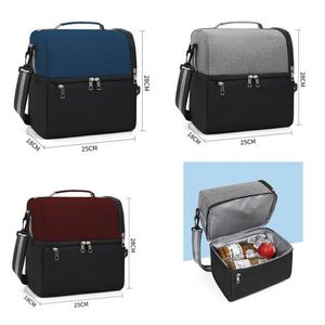 <b>Insulated</b> Reusable <b>Lunch</b> <b>Box</b> Leakproof Cooler Tote Bag Freezable With Adjustable Shoulder Strap for Office Picnic - Product Image 1