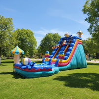Toboggan aquatique gonflable en PVC de qualité commerciale avec motif champignon, certifié CE, léger, pour la location de piscines et la vente en gros
