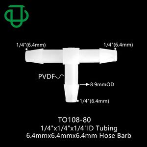 PVDF PP Kunststoff Zoll Stacheldraht 8mm <span class=keywords><strong>T</strong></span>-Stück Schlauch Barb Rohr verbindung 3-Wege-<span class=keywords><strong>T</strong></span>-Form Rohr verbindungs rohr für Wasserpumpe - Product Image 4
