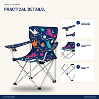 Chaise de camping à dossier haut en gros avec porte-gobelet latéral et logo et motif personnalisés pour les rassemblements sociaux en extérieur