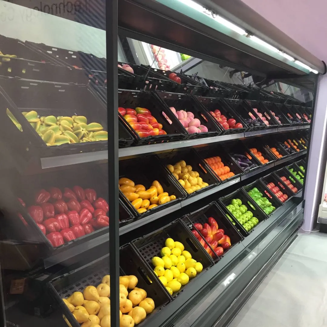 Outlet pabrik buah dan sayuran komersial area Terbuka kulkas komersial untuk supermarket