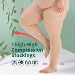 Chaussettes de compression de classe 3 de qualité médicale, unisexe, hauteur genou, bout ouvert, logo personnalisé, respirantes, écologiques, en nylon et élasthanne, pour enseignant - Product Image 6