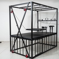 Lit de Punition HM avec Machine à Godemiché, Cadre Large pour Positions de Bondage et Contrainte, Meuble Sexuel BDSM pour Couple