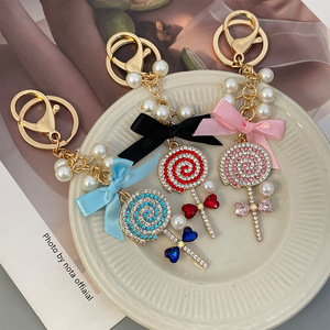 Pendentif scintillant en forme de nœud avec strass et perles, porte-clés mignon pour <span class=keywords><strong>sac</strong></span> à <span class=keywords><strong>main</strong></span> <span class=keywords><strong>femme</strong></span> - Product Image 2