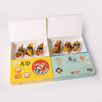 Boîte à sushi en papier écologique, design imprimé, conteneur jetable pour emporter les sushis, logo personnalisé OEM, vente en gros d'emballages alimentaires