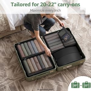 7 cubes de compression extensibles pour bagages, accessoires de voyage essentiels, organiseurs de voyage pliables en mesh pour valises de 20 à 22 pouces - Product Image 6