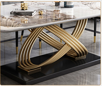 Ensemble de table et de chaises de salle à manger rectangulaire en marbre de luxe, plateau blanc, restaurant, métal, acier inoxydable, ensembles de salle à manger, tables de salle à manger