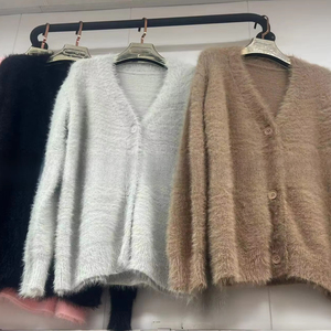 Autumn Winter Mink <strong>Women</strong> <strong>s</strong> Korean Slim MidLength <strong>Cardigan</strong> - Product Image 1