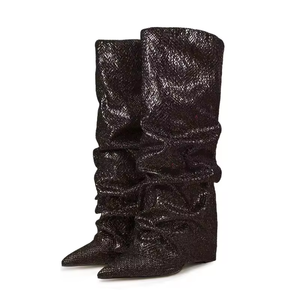 Botas Sexys de Alta Calidad para Mujer, Botines Largos con Punta en Pico, para Damas, Moda, Zapatos Casuales para Mujer para Exteriores - Product Image 2