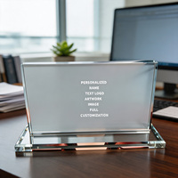 Plaque en cristal rectangulaire givrée personnalisée avec logo et texte Neelpure 186530 pour affichage sur bureau
