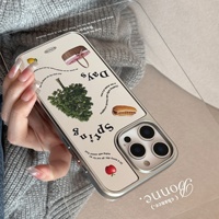 Coque de téléphone portable pour 15promax/16/17, motif végétal, design miroir électroplaqué, en PC, antichoc, pour pique-nique de printemps