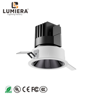 Modern 9W COB LED Downlight Diecasting aluminium anti-silau 55mm potongan langit-langit Spotlight arah tetap untuk rumah atau kantor