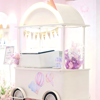 Chariot à glaces personnalisé avec auvent LED, chariot mobile commercial pour desserts, chariot de vente pour mariage, centre commercial, exposition