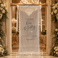 Décorations murales de mariage personnalisées en tissu de dentelle transparente pour panneau de bienvenue, table de desserts et pelouse extérieure