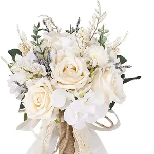 ช่อดอกไม้ผ้าประดิษฐ์คุณภาพโรแมนติกสำหรับงานแต่งงานช่อดอกไม้สำหรับเจ้าสาว - Product Image 5