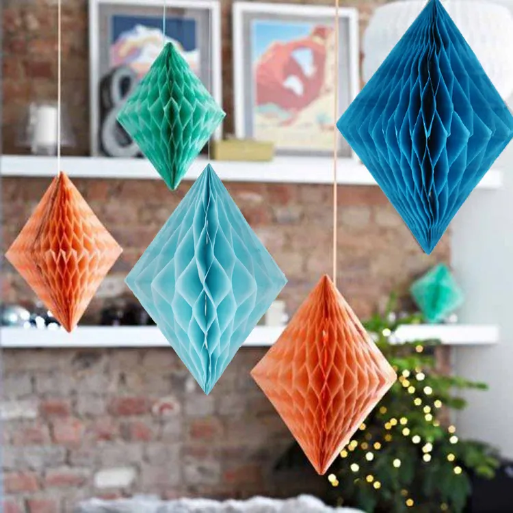 Event Hanging Paper Crafts Diamond Shape Tissue Paper Honeycomb Ball Decoration Honeycomb Decor