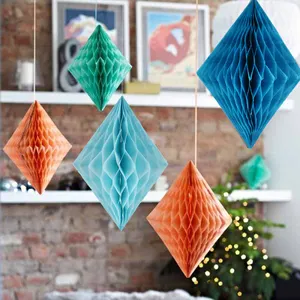 Event Hanging Paper Crafts Diamant form Seidenpapier Waben kugel Dekoration Waben dekor