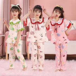 Pijamas de Verano para Niñas, Estampado Animal, Transpirables, Manga Corta, Poliéster/Algodón, 13 Colores, Tallas 10-20 - Product Image 1