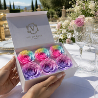 Vente en gros de roses naturelles éternelles multicolores, fleurs préservées, têtes de roses préservées 4-6 cm, prix d'usine, Nouvel An, Noël