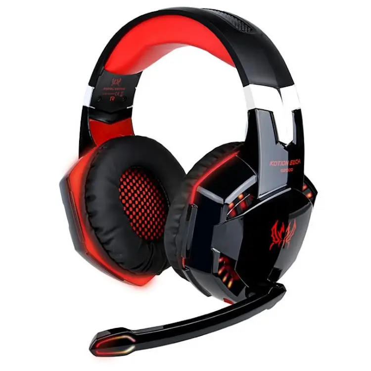 KOTION EACH G2000 Game Headphone with Mic LED Light Computer Over Ear Wired Headsets Gaming for PS4 / Xbox /PC Game