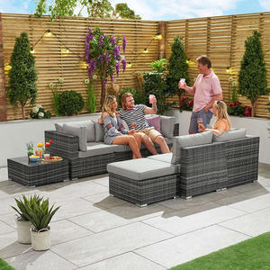 आउटडोर वाटरप्रूफ सनप्रूफ लिविंग रूम सनरूम रतन सोफा कॉफी टेबल सेट धातु आउटडोर विला - Product Image 1