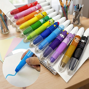 12 crayons de cire géants mignons, 12 couleurs, soyeux, torsadables, effaçables, non toxiques, lavables, impression numérique, 94x15mm AC1101, pour coloriage - Product Image 4