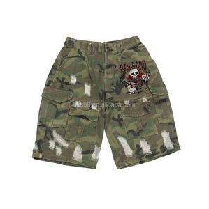 Pantalones Cortos Cargo de Camuflaje para Hombre, Diseño Desgarrado, Cintura Media, Transpirables, Estilo Urbano, Servicio OEM Disponible - Product Image 2