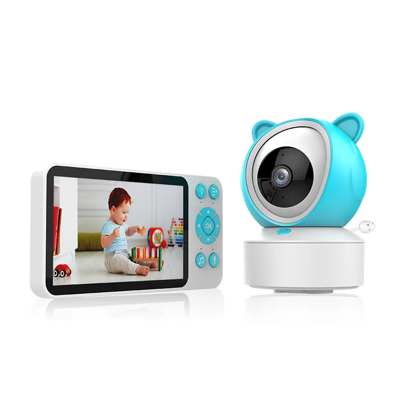 Kamera Monitor bayi, alat pengintai suhu & kelembaban Wifi 2.4G dengan layar Lcd Hd 2MP 5 inci