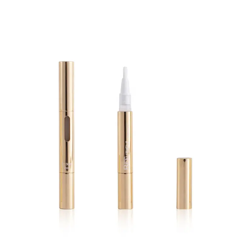 Twist-Stift mit klarem Fenster für Abdecker Nagelansatzöl Lippen-Plumper Lipgloss Gold 2 ml Luxus-Kosmetik individuell akzeptieren